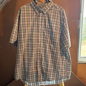 George Men's Casual Plaid Shirt - Gray and White